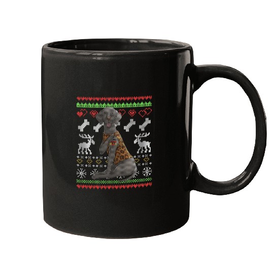 Weimaraner Dog Santa Claus Ugly Christmas Pattern 2 Mugs