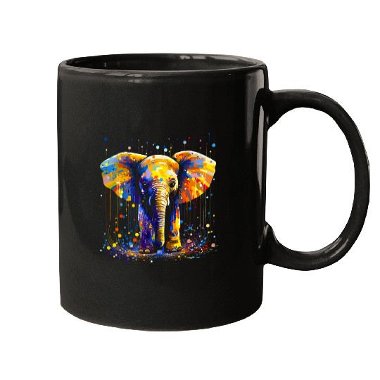 Pop Art Pachyderm Baby Elephant Glitch Fusion Mugs