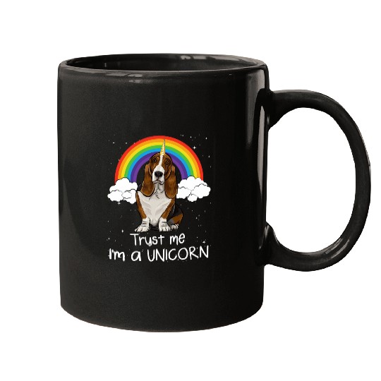Rainbow Basset Hound Trust Me Im A Unicorns Dog Mugs
