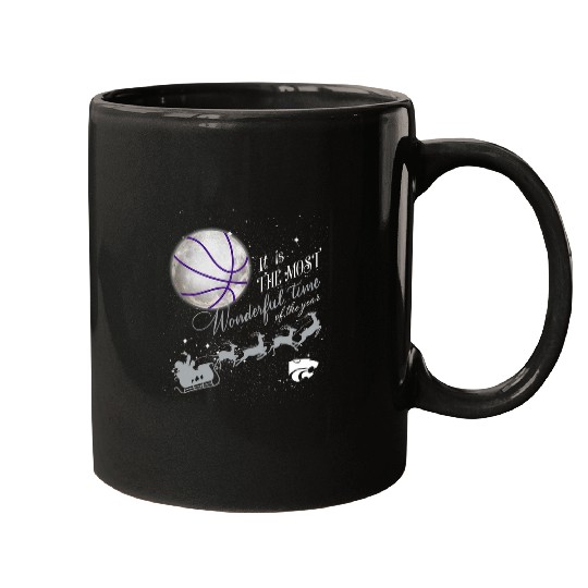 Kansas State Wildcats xmass Santa And The Moon Basketball Mugs