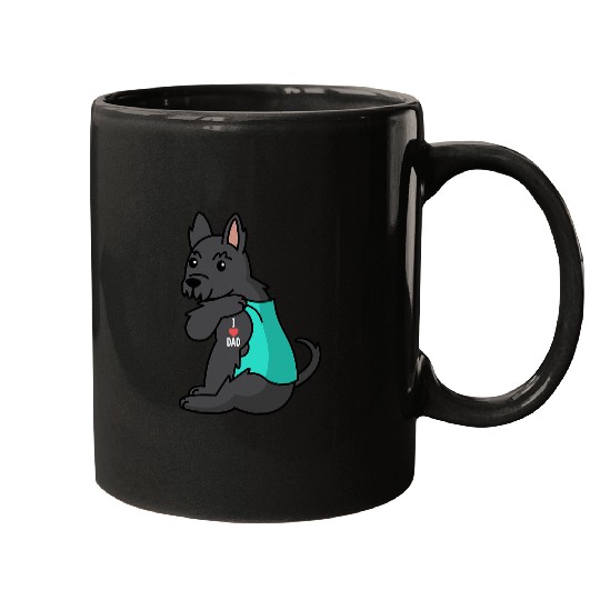 Dog Scottish Terrier I Love Dad Tattoo Scottish Terrier Father Dog Mugs