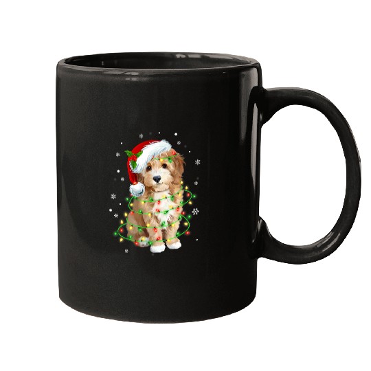 Dog Goldendoodle Christmas Santa Hat Fairy Lights Pajama Gifts 9 Mugs