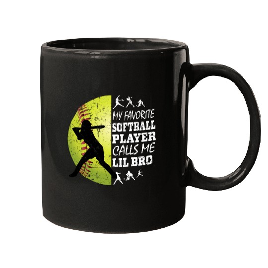 Discover My Favorite Softball Player Calls Me Lil Bro Sister Softball Mugs