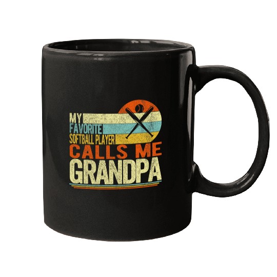 Discover My Favorite Softball Player Calls Me Grandpa Fathers Day Mugs