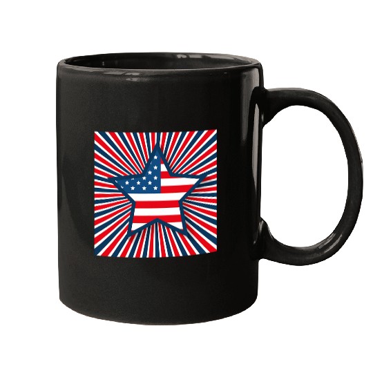 Red White And Blue Decorative Star Mugs