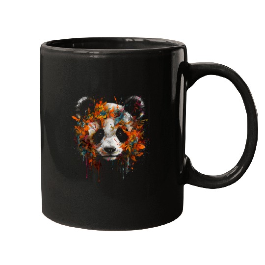 Panda Art Fantasy Autumn Leaves Animal Panda Mugs