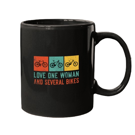 Love one woman and several Bikes retro for Bicycle Cycling Mugs