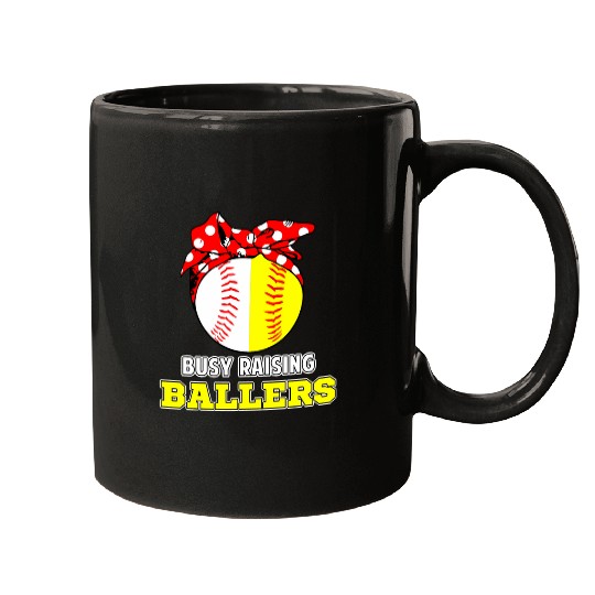 Discover Baseball Softball Gamer Mom Bandana Ball Busy Raising Baller Mugs