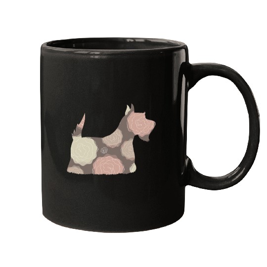 Dog Scottish Terrier Floral Scottish Terrier Scottie Dog Lover Mugs
