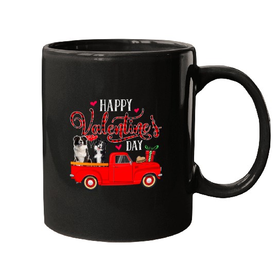 Discover Happy Valentines Day Funny Plaid Red Truck Border Collie Mugs