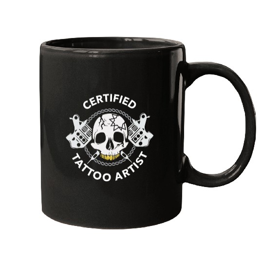 Discover Tattooist Gift Certified Tattoo Artist Tattoo Needle Skull Mugs