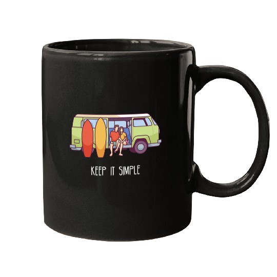 Keep It Simple I Camping Van Campsite Motif Mugs