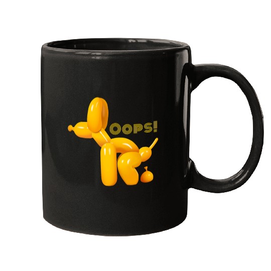 Oops Pop Art Balloon Dog Pooping Mugs