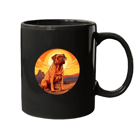 Retro vintages Dogue de Bordeaux Dog Sunset French Mastiff Mugs