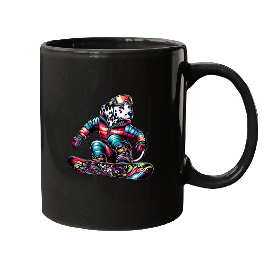 Snowboarding Dalmatian Dog Puppy Lover Snowboarder Mugs