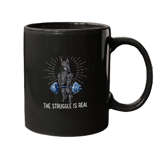 Struggle Is Real Great dane Deadlift Fitness Mugs