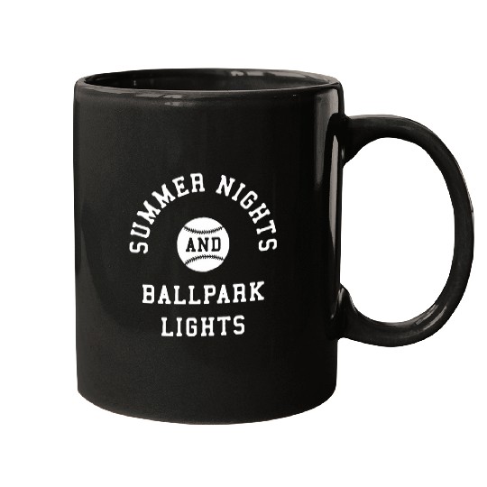 vintages Baseball Softball Mom Summer Nights Ballpark Lights Mugs