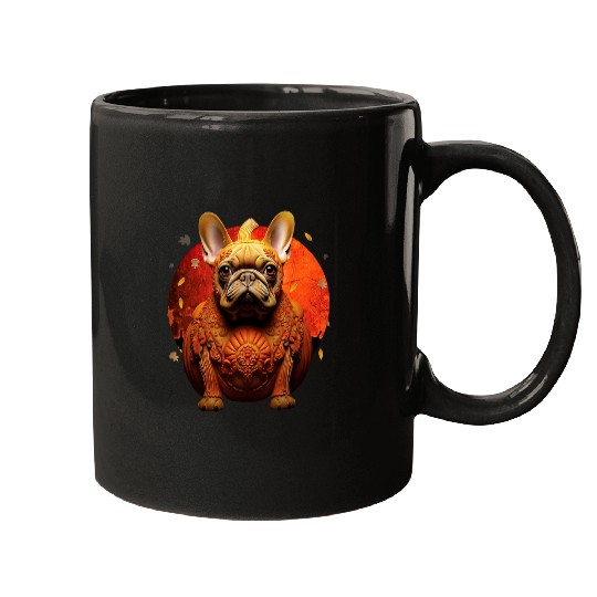 Pumpkin French Bulldog Autumn Fall Thanksgiving Mugs