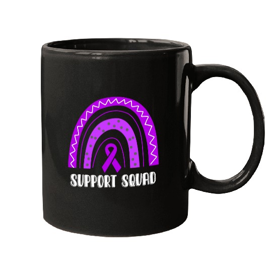 Support Squad Purple Rainbow Ribbon Epilepsy Awareness Mugs