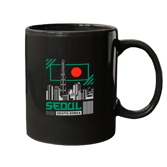 Retro Seoul South Korea City Skyline vintages Korean Mugs