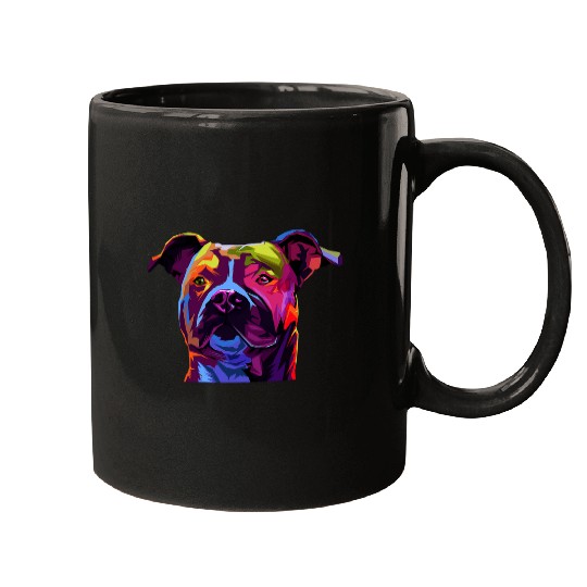 Pitbull Pittie Mom Pittie Dad Dog Lovers Watercolor Pop Arts Mugs