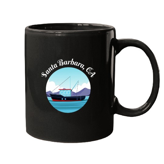 Santa Barbara californias Fishing Boat Fisherman Art Mugs