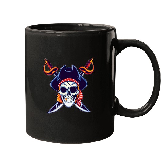 Skull Pirate Scary awsome Halloween costume Mugs