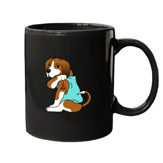 I Love Mom Tattoo Basset Hound Funny Mothers Day Dog Mugs