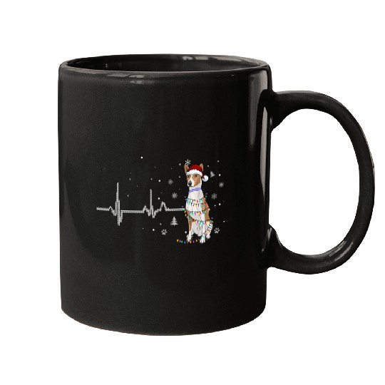 I Love My Basenji Heartbeat With Christmas Lights Love Xmas Mugs