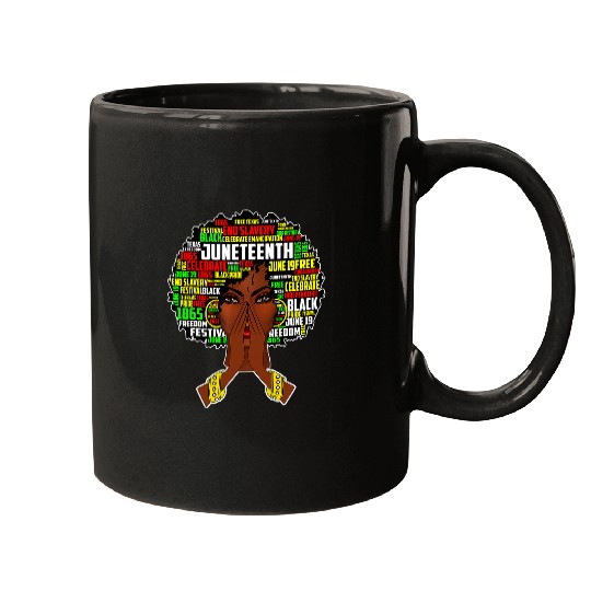Juneteenth Melanin Black Women Natural Hair Afro Word Art 9 Mugs