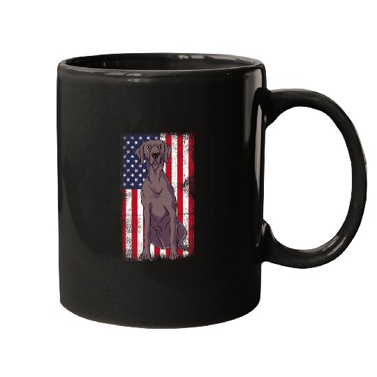 Weimaraner USA Flag Mugs