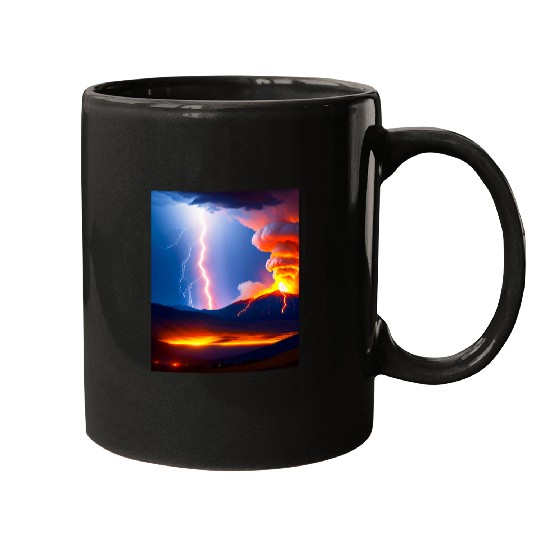 Lightning Storm during an Volcanic eruption Mugs