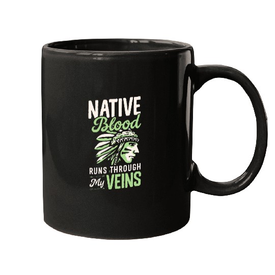 Native Blood Runs Through My Veins Indigenous American Pride 3 Mugs