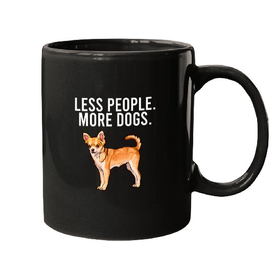 Less People More Dogs Brown Chihuahua Funny Introvert 2 Mugs