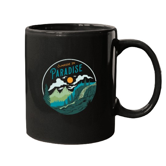 Sunrise In Paradise vintages Retro Mountain Forest Hiking Mugs