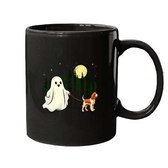 Welsh Springer Spaniel Walking ghosts Halloween Funny Kids 2 Mugs
