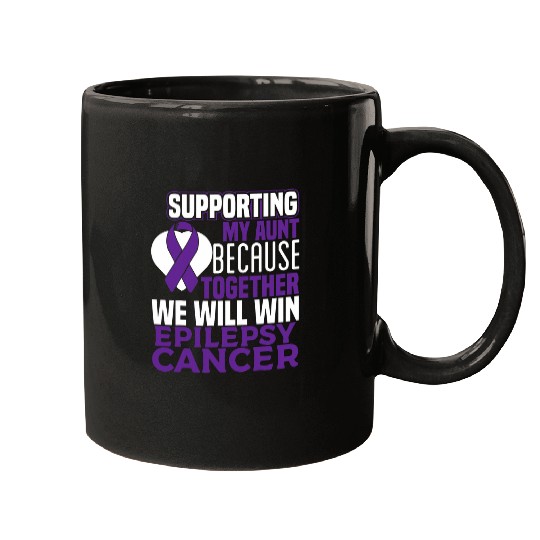 Supporting My Aunt Epilepsy Awareness Purple Ribbon Women Mugs