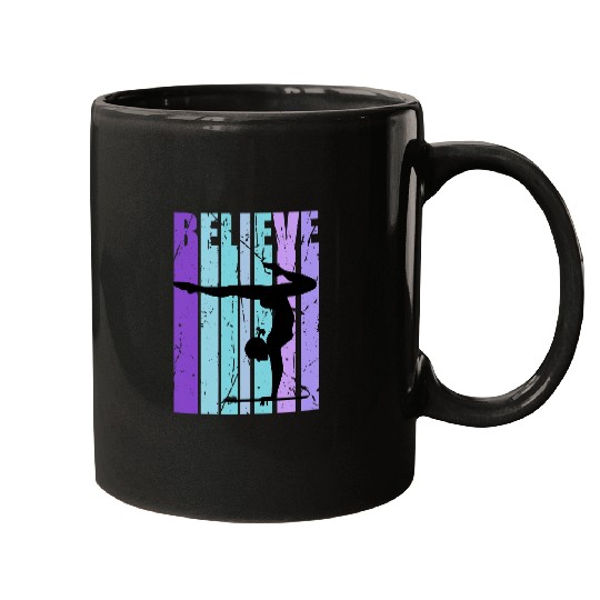 vintages Gymnastics Gymnast Beam Queen Believe Purple Retro Mugs