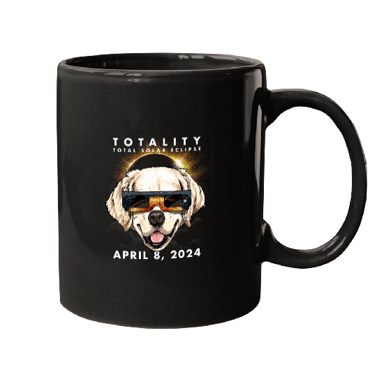 Solar Eclipse 2024 Golden Retriever Dog Mugs