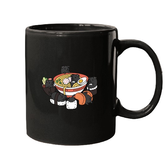 Ramen Sushi Staffordshire Bull Terrier Dog Mugs