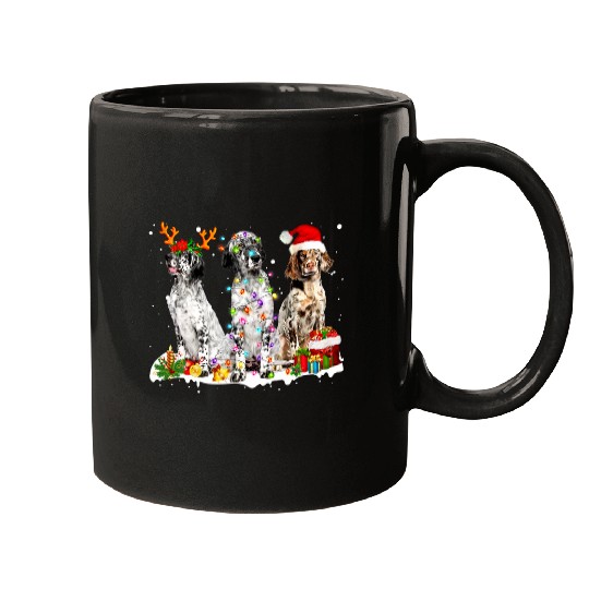 Santa English Setter Dog Gorgeous Reindeer Christmas Pajama Mugs