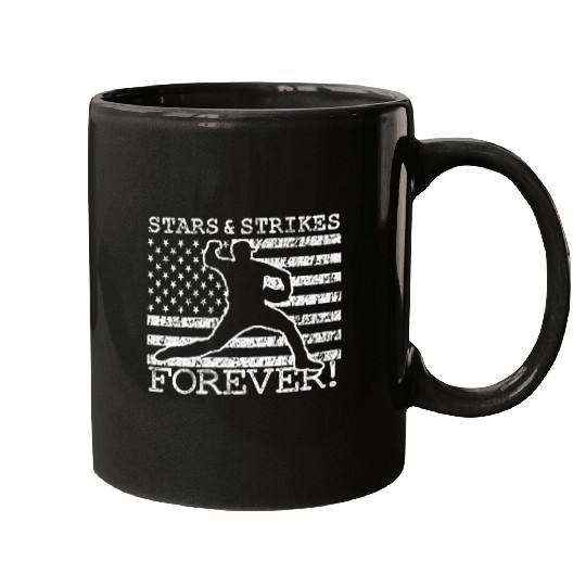 Stars and Strikes Forever Baseball Pitcher American Flag Mugs