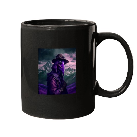 Purple Violet Plague Doctor Standing On Mountain Cool Art Mugs