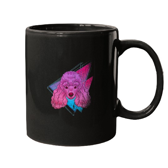 Synthwave 80s Art Dog Owner Vaporwave Animal Pet Poodle Mugs