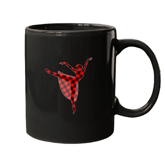 Red plaid Ballet Dancer Ballerina buffalo matching family Mugs