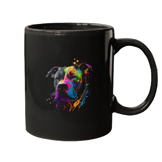 Pitbull Splash Art Cute Dog Lover Mugs