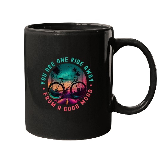 Synthwave Bike Life One Ride Away From A Good Mood Cycling Mugs