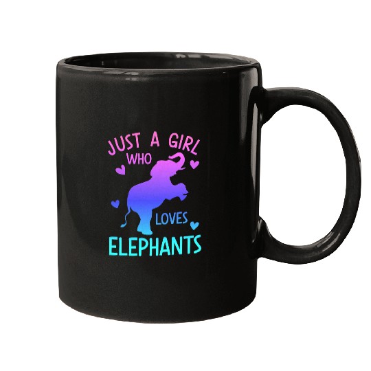 JUST A GIRL WHO LOVES ELEPHANTS Funny Elephant Art Graphic Mugs