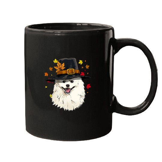 Thanksgiving American Eskimo Pilgrim Turkey Day Autumn Dog Mugs