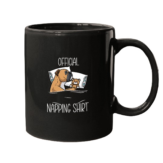 Sleeping Continental Bulldog Dog With Stuffed Animal Mugs